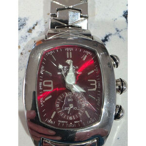 Men's ICE STAR Silver & Red Quartz Water Resistant Watch One Size